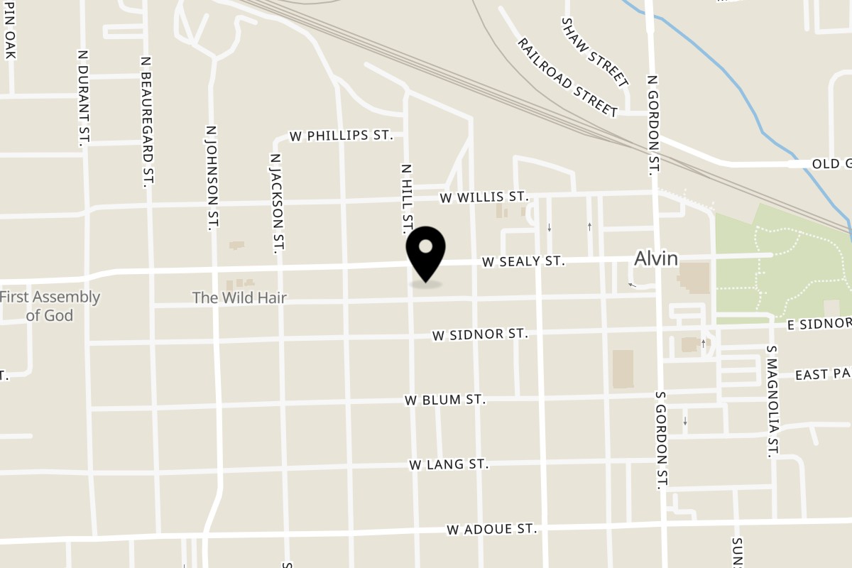 Map showing the location of 1820 Coffee House on 419 W Sealy St in Alvin